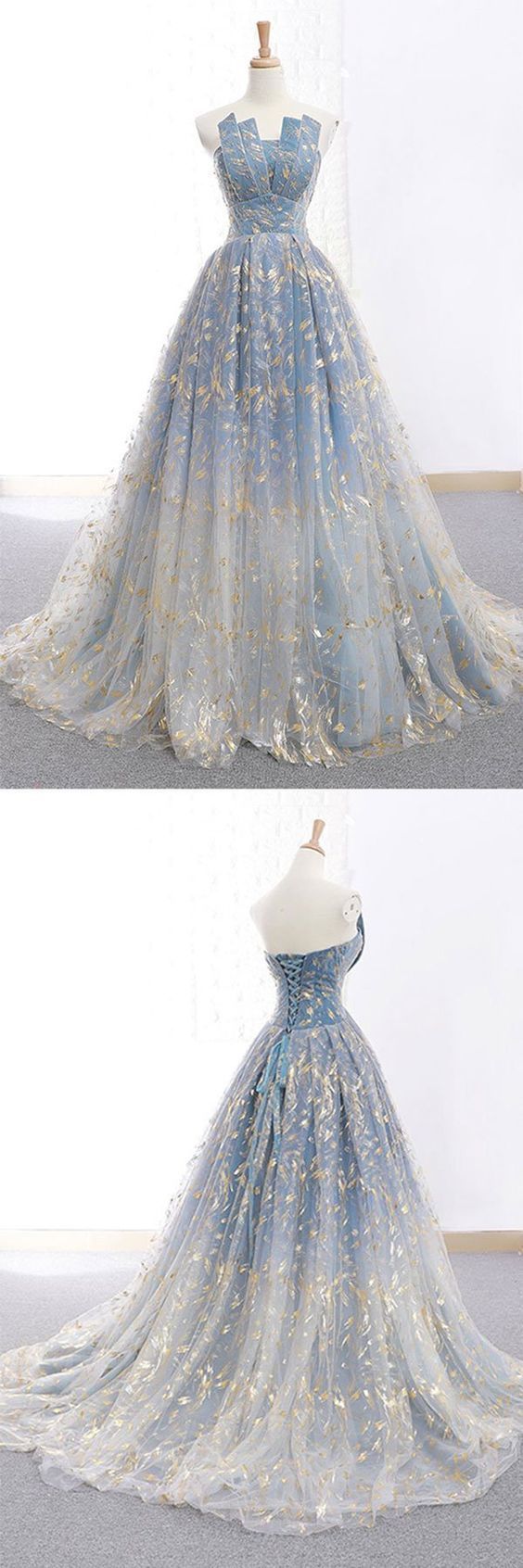 Buy Sky Blue and Gold Five Star Nett Gown | Gowns